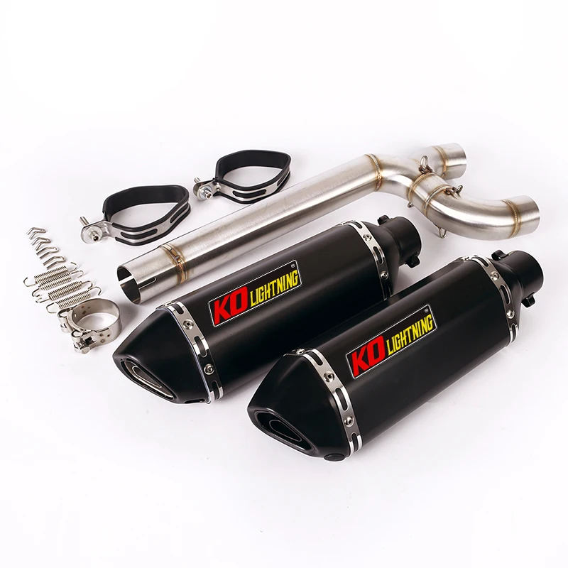 Yamaha FZ6N FZ6S FZ6 Motorcycle Replace Original System 1x Middle Link Pipe Connect 2x Exhaust Muffler Tube Left Right Side image 6