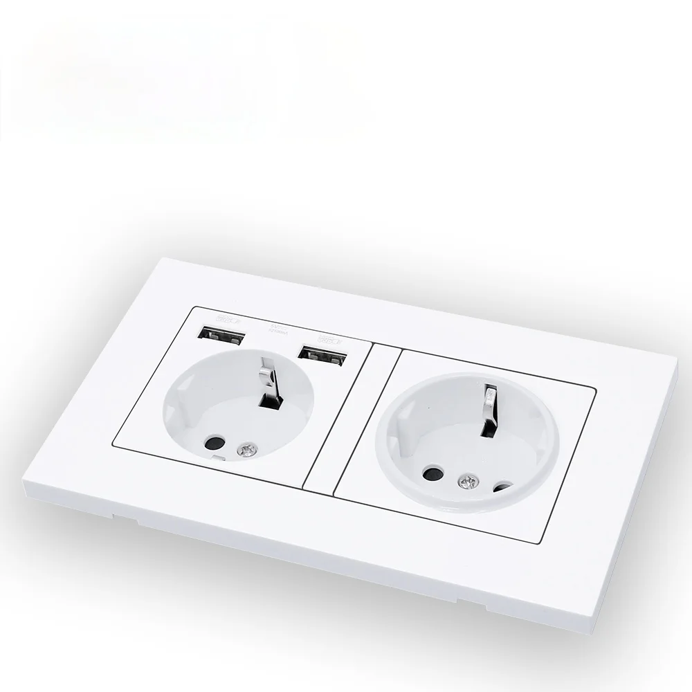 

Double Outlet,16A Quality power panel AC 110~250V 146mm * 86mm,Double frame Wall USB Power Outlet Standard USB socket,