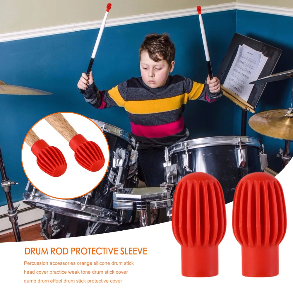 2pcs Portable Silicone Drum Stick Sleeve Caps Drumstick Practice Tips Mute Damper For Beginner Practicing | Спорт и развлечения