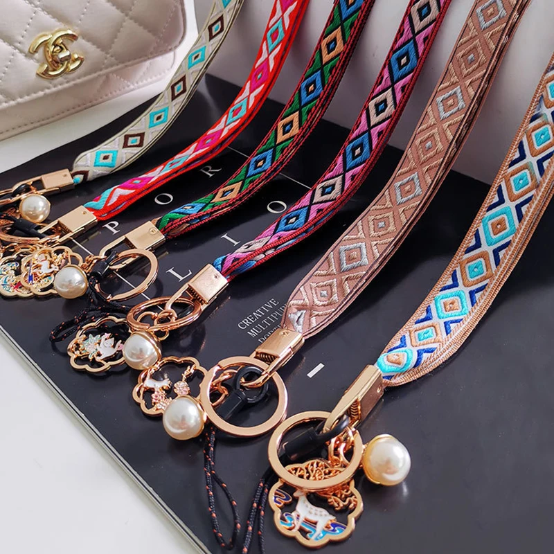 

Mobile Phone Straps Vintage lanyard Fabric weaving Strap Wrist Rope Hanging Rope