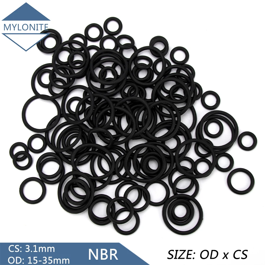 

100pcs NBR Nitrile Rubber Sealing O-ring Gasket Replacement Seal O ring OD 15mm-35mm CS 3.1mm Black Washer DIY Accessories S106