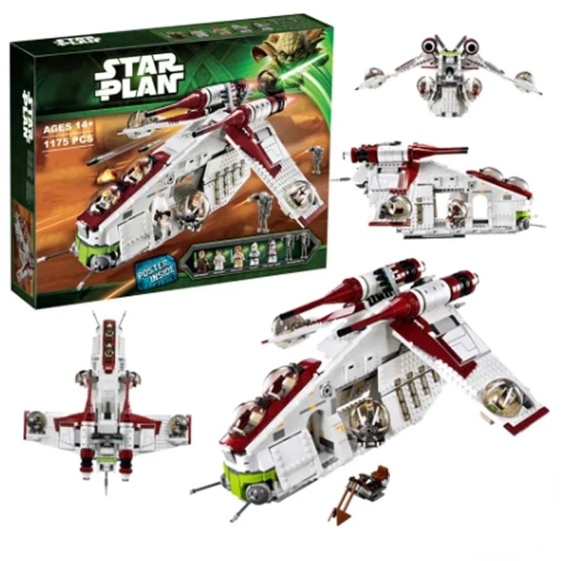 

In Stock 1175pcs 05041 Star Series The Republic Gunship Wars Building Blocks 75021 Bricks Toys Christmas Gifts 81043