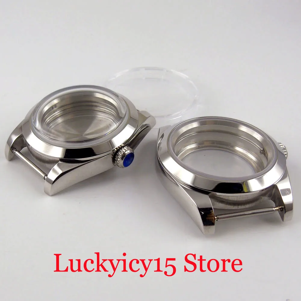 

Polished 39mmm Mechanical Watch Case fit NH35A NH36A Seeing Back Arched Glass Sapphire Screw Down Crown