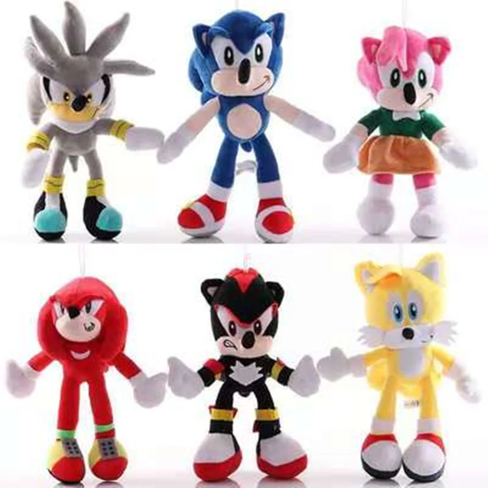 

20-28cm Sonic Plush Doll keychain Toys Cartoon PP Cotton Black Blue Shadow Hedgehog Soft Stuffed pendant Toy Kids Birthday Gifts