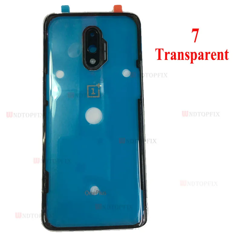 7 Transparent Оригинальное стекло для OnePlus 6 6T Задняя Крышка батарейного отсека дверь задняя стекло Oneplus 7 Pro Крышка батарейного отсека 1+ 6T корпус чехол+ объектив камеры - Цвет: 7 Transparent