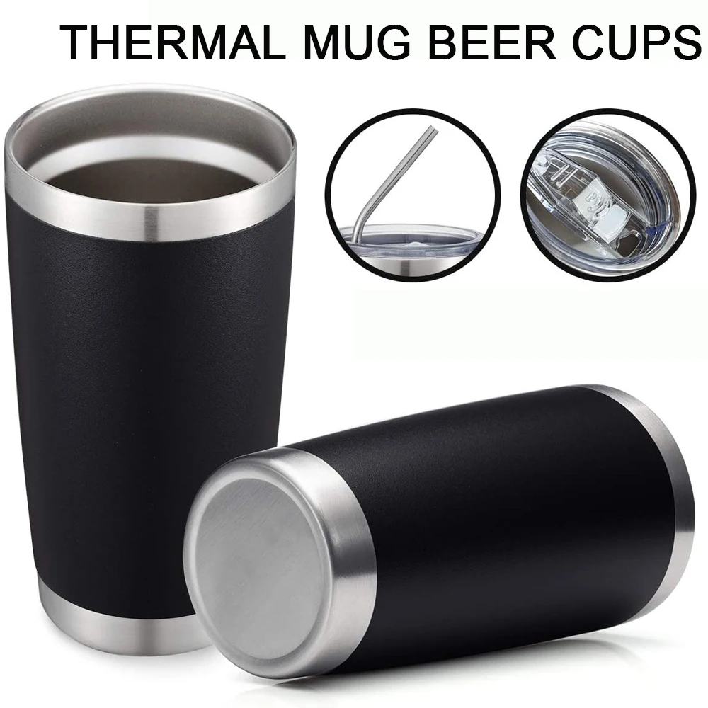 

550ML Thermal Mug Beer Cups Stainless Steel Thermos For Tea Coffee Water Bottle Vacuum Insulated Leakproof With Lids Tumbler Cup