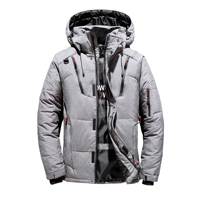 

DROPSHIPPING DIY Down Jacket Male Winter Parkas Men White Duck Down Jacket Hooded Outdoor Thick Warm Padded Snow Coat Size S-5XL