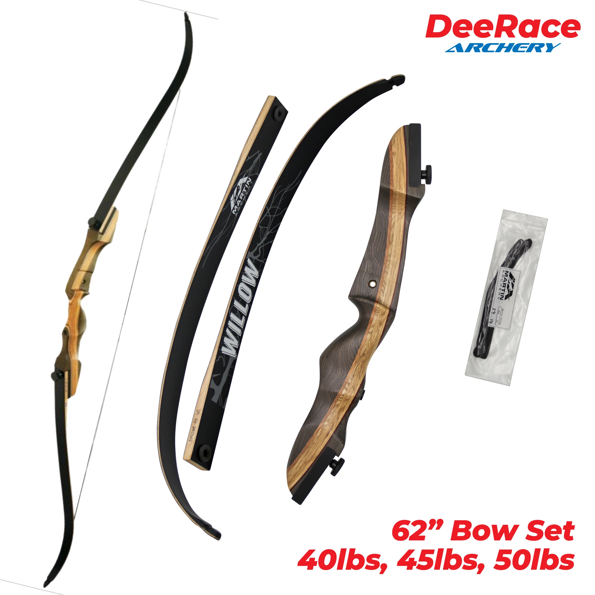 

62â€œ Inches Wood Archery Hunting Recurve Bow For Hunter 3D Hunting 40lbs 45lbs 50lbs With Dacron String Right Left Hand