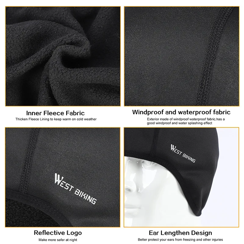 

Cycling Caps Winter Thermal Fleece Bicycle Caps Windproof Warm Bike Riding Hats Outdoor Sports Running Black Cycling Caps