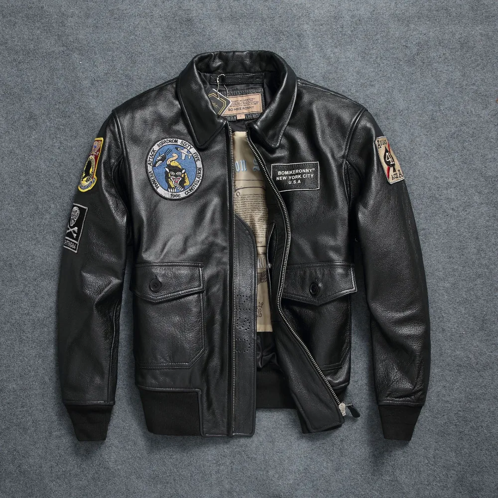 Фабрика 2020 новые мужские A2 куртка пилота Корова Кожаные ботфорты до середины