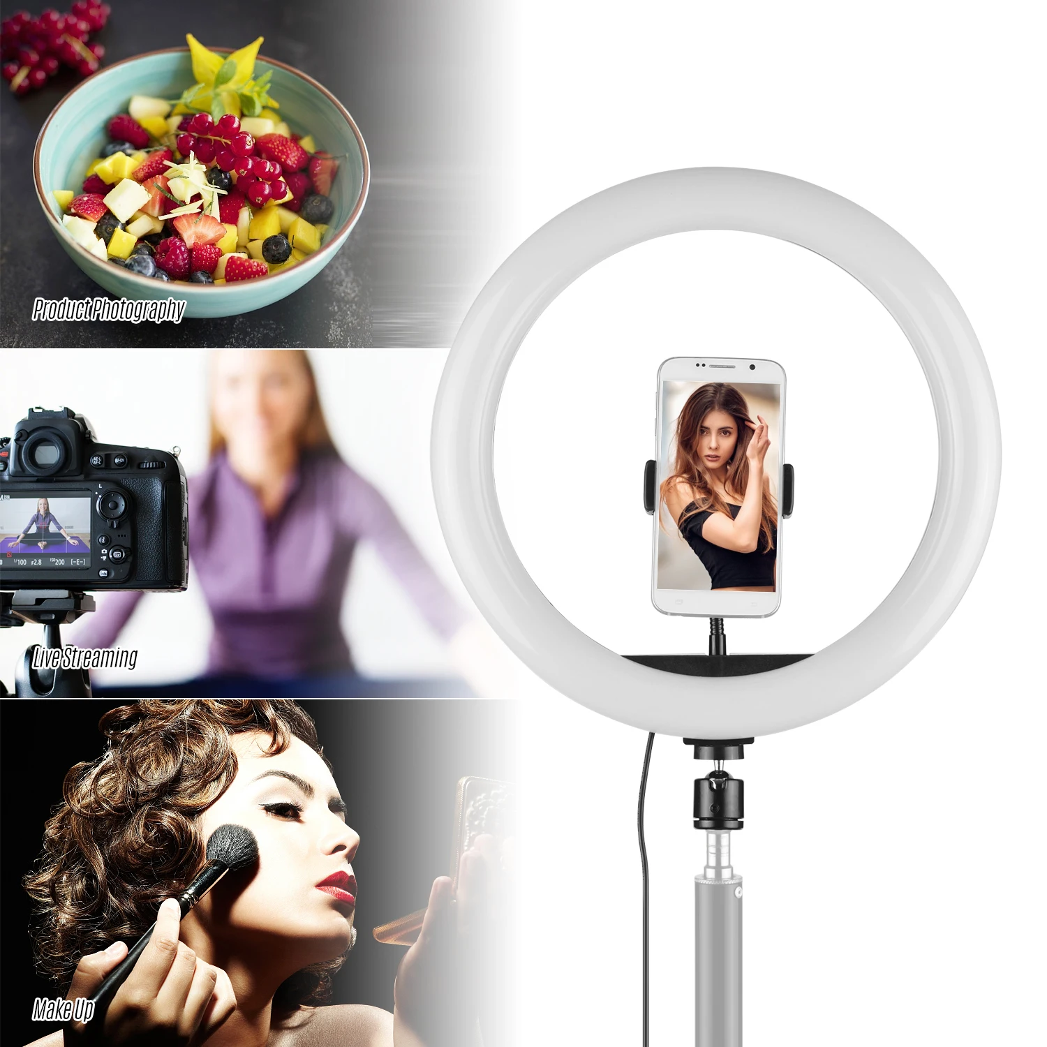 Светодиодная кольцевая лампа для селфи 13 Дюймов 10 Вт с регулировкой яркости