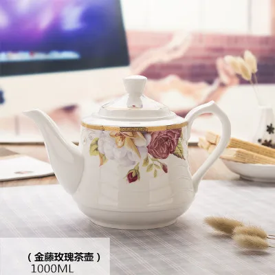 1pcs-1000ml Керамический чайник ручная роспись сине-белый фарфор большой емкости заварочный чайник кунг-фу набор кофейник Питьевая утварь - Цвет: 1pcs-1000ml