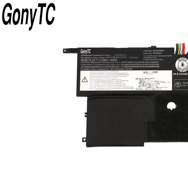 Аккумулятор GONYTC 15 2 в 50 Втч 3295 мАч 00HW003 SB10F46441 для ноутбука Lenovo ThinkPad X1 Carbon Gen3 2015 SB10F46440