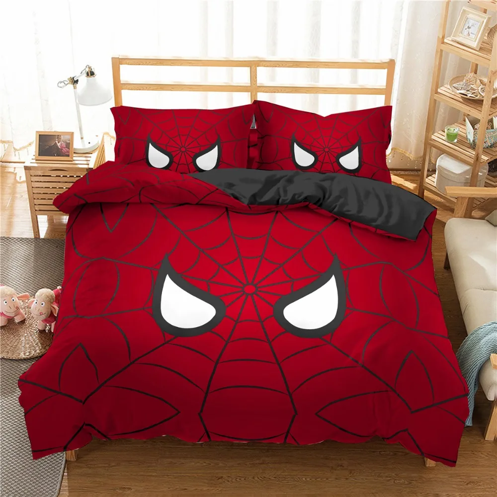 

3Pcs Home Textile Cartoon Spider Web Bedding Set 3D Printing Duvet Cover For Boys Kids Single Double Queen King Size Quilt Cover