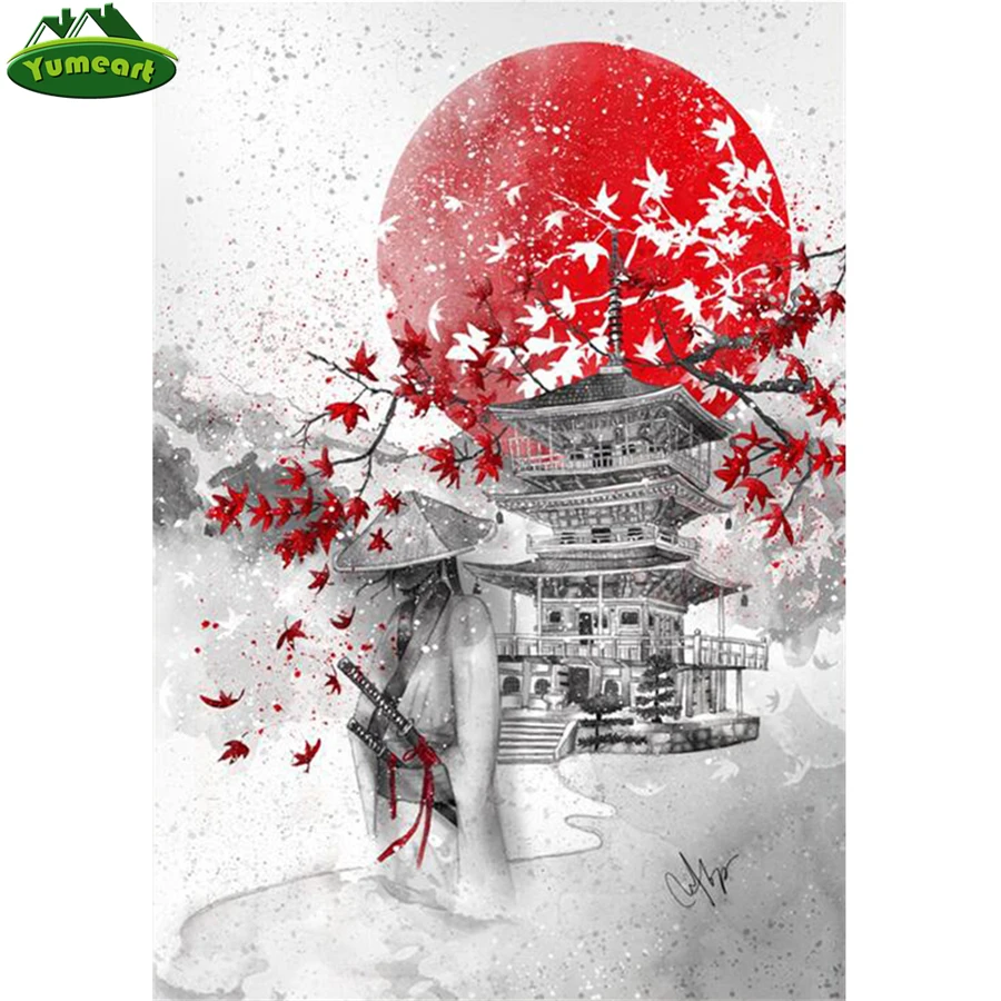 Картина из страз японского Бусидо Сакура самурая квадратная Круглая