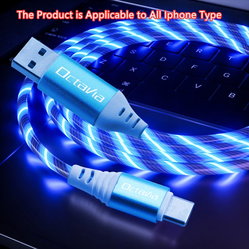 

Iphone 11 12 pro Xr X 8 7 Car Phone Fast Charging Cable Glowing LED Cable For Skoda OCTAVIA 2 3 A7 VRS MK2 MK3 a5 RS 2013-2020