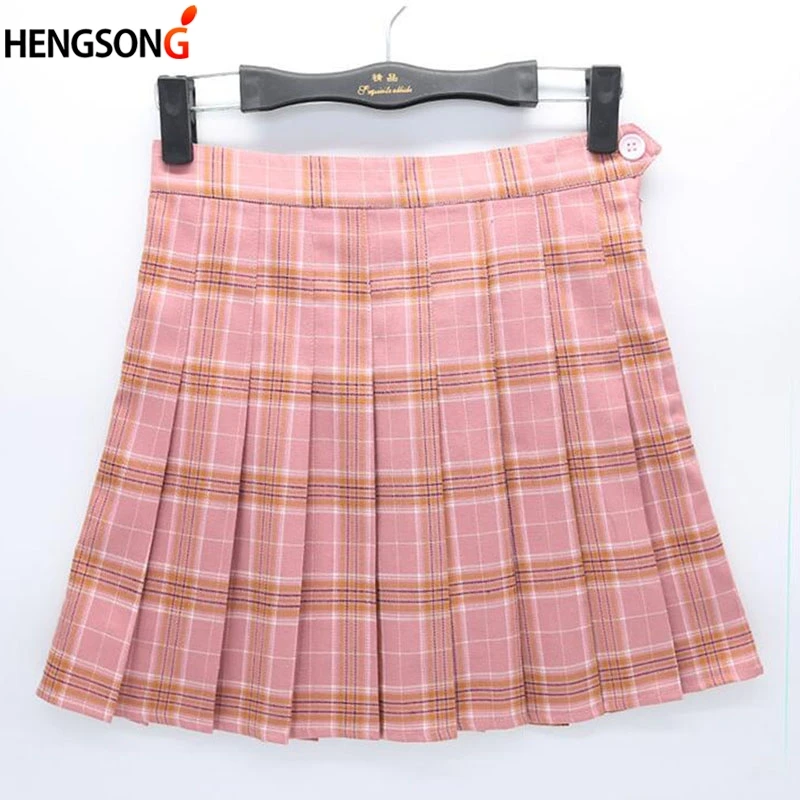 

Women Girls Plaid Skirt High Waist Pleated Skater Skirt A-line School Skirt Uniform With Inner Shorts Casual Skirts Skinny Girls