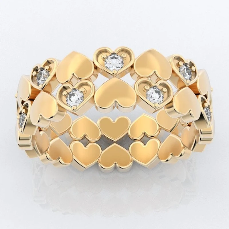 Новое Трендовое платье творческий двойной Слои сердца кольца для женщин Белый CZ