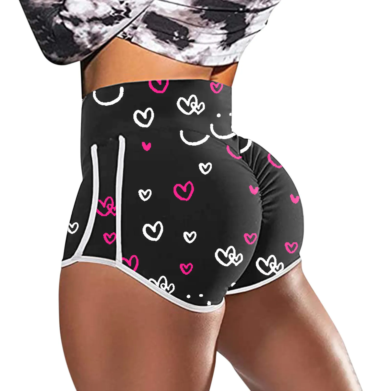 

Спортивные шорты, эластичные шорты с высокой талией, бесшовные спортивные шорты с принтом, эластичные спортивные шорты для бега, тренировок...