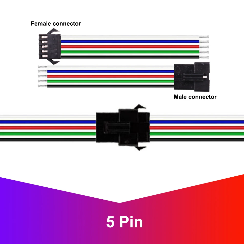 JST светодиодный Разъемы 2/3/4/5/6 Pin кабель-удлинитель для SM Мужской Женский провода