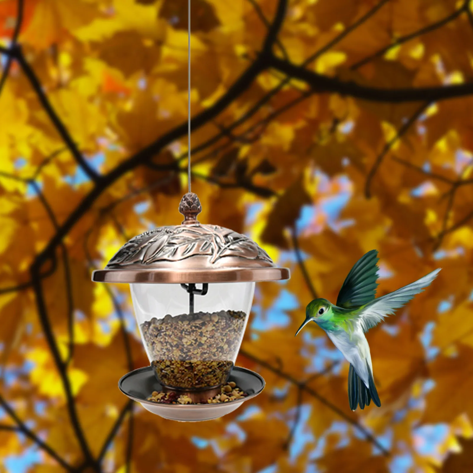 

New gazebo-style hanging wild bird feeder outdoor balcony container sling feeding supplies bird feeder gardening decoration