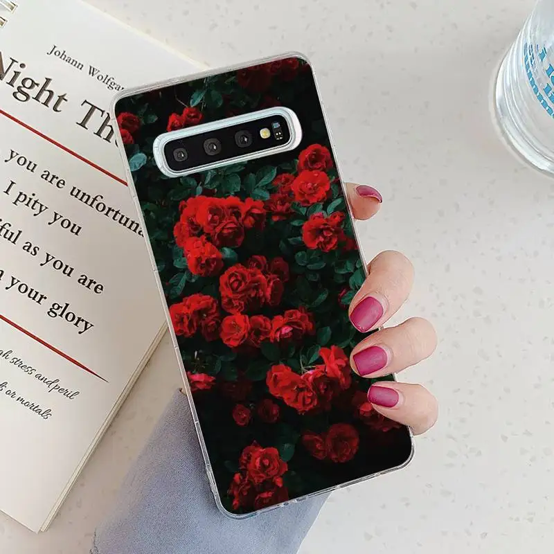 

Red Rose Phone Case Transparent for Samsung A71 S9 10 20 HUAWEI p30 40 honor 10i 8x xiaomi note 8 Pro 10t 11