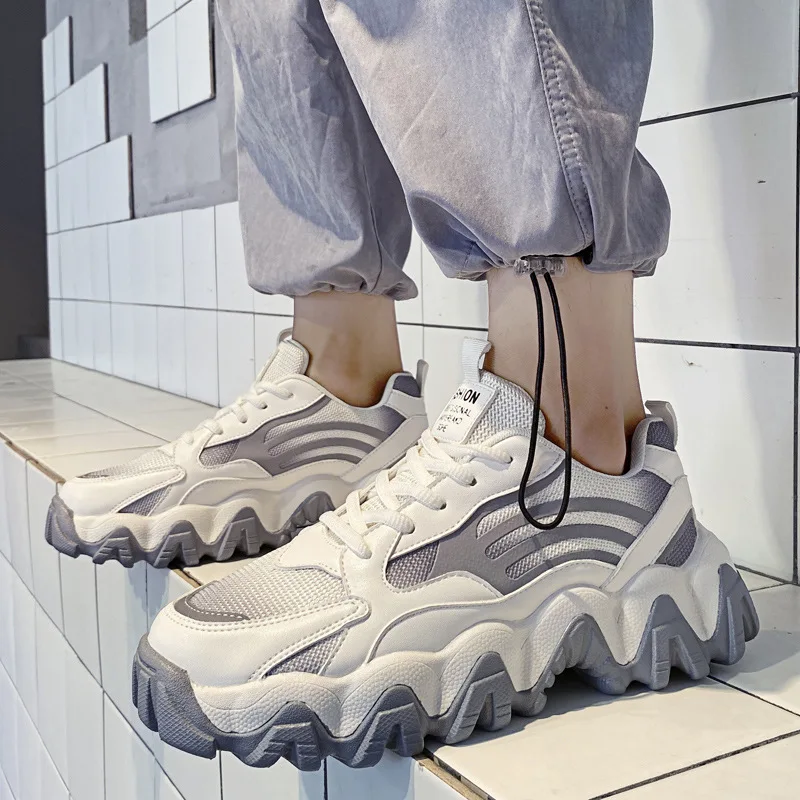 

2020 Thick Sole Platform Sneakers Men Vulcanize Shoes Man Mixed Color Chunky Dad Shoes Men Trainers Creepers Loafers R13-73