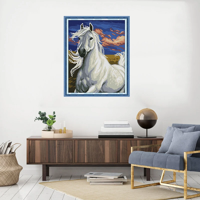 Набор для вышивки крестом Joy Sunday набор рукоделия с белыми лошадьми 11/14 карат