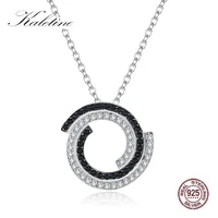 kaletine real 925 sterling silver minimalism elegant round circle clear cz pendant necklaces women bohemian jewelry link chain