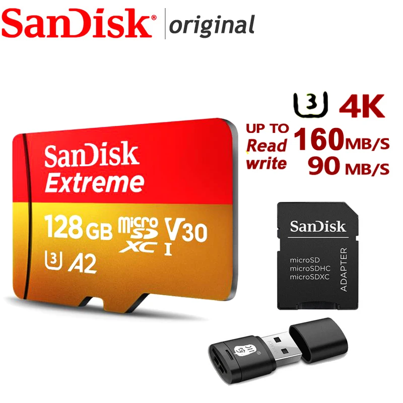 Sandisk карта памяти Micro SD Класс A2 A1 V30 U3 64 ГБ 32 128 256 ГБ|Карты памяти| |