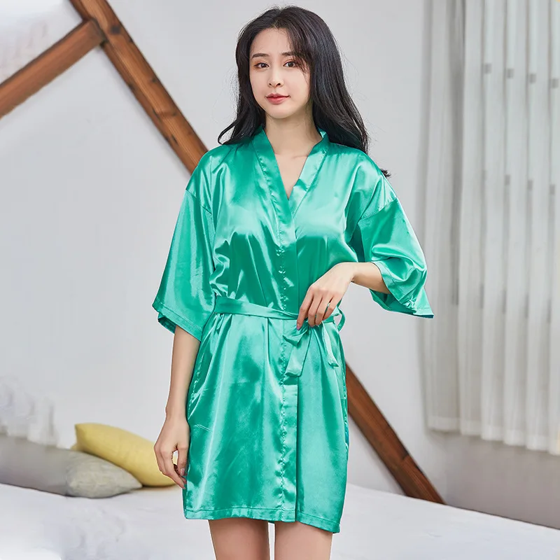 

Silk Pijamas Set Kimono Robe Bathrobe Sleepwear Women Sexy Satin Night Dress Sleep Gown Ladies Pyjamas Nightie Home Clothing Red
