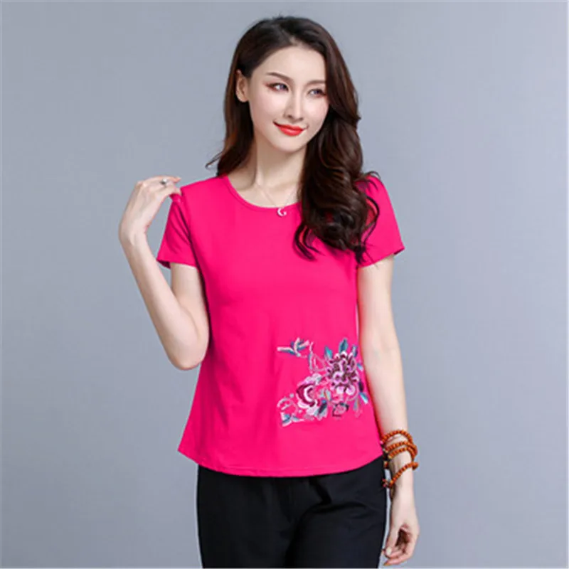 Женская футболка с вышивкой Элегантная Модная Винтажная Футболка | одежда