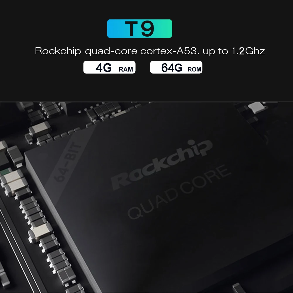 Смарт ТВ приставка Android 9,0 RK3318 4 Гб ОЗУ 64 Гб ПЗУ Четырехъядерный 4K телеприставка 2,4G/5G двойной wifi медиаплеер T9 ТВ приставка 2G16G