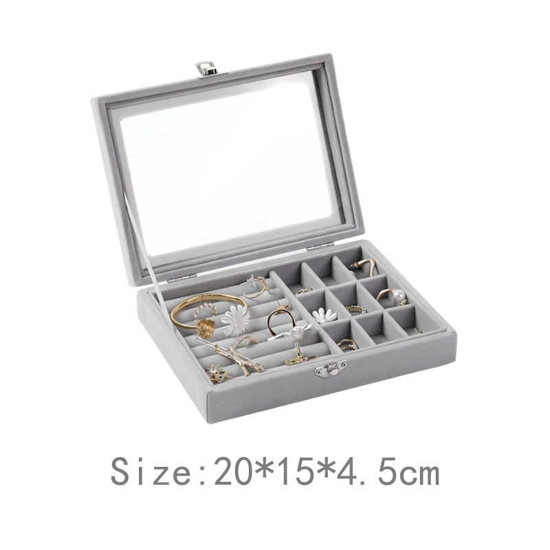 

5 Styles Portable Velvet Tray Display Cabinet Convenient Earring Ring Holder Showcase Jewelry Organizer Box
