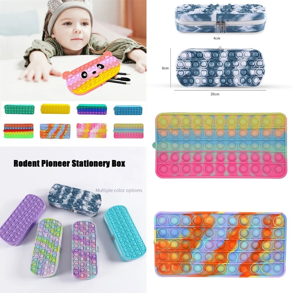

2021 New Push Bubble Fidget Toys Pencil Case Children Stress Relief Squeeze Toy Antistress Soft Squishy Kids Toys Gifts