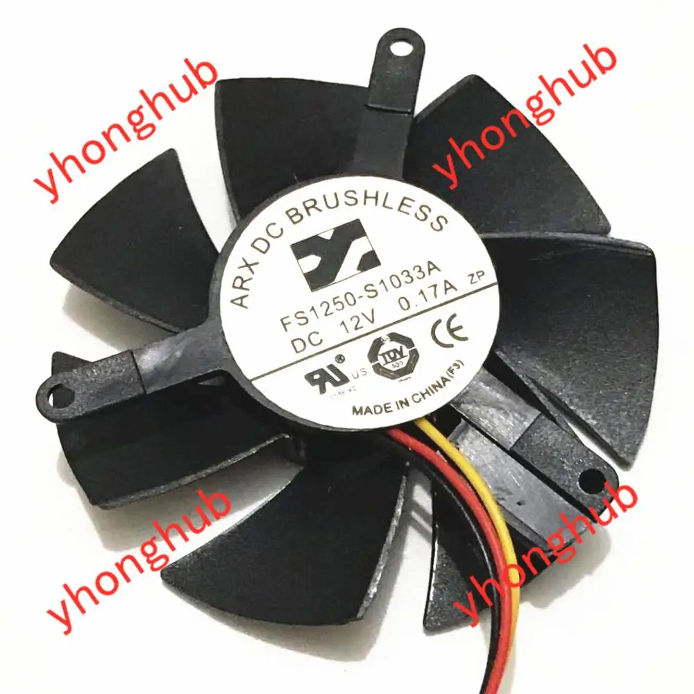 Ventilador de Refrigeração do Servidor de 3 50x50x10mm Fios Arx Fs1250-s1033a dc 12v 0.17a