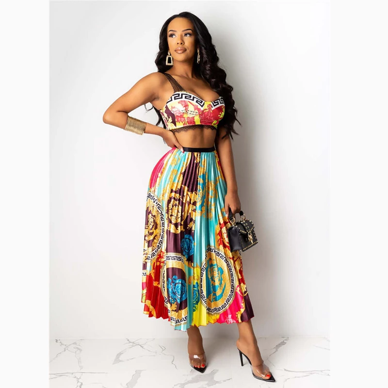 Женский летний сексуальный комплект из 2 предметов укороченный топ на бретельках