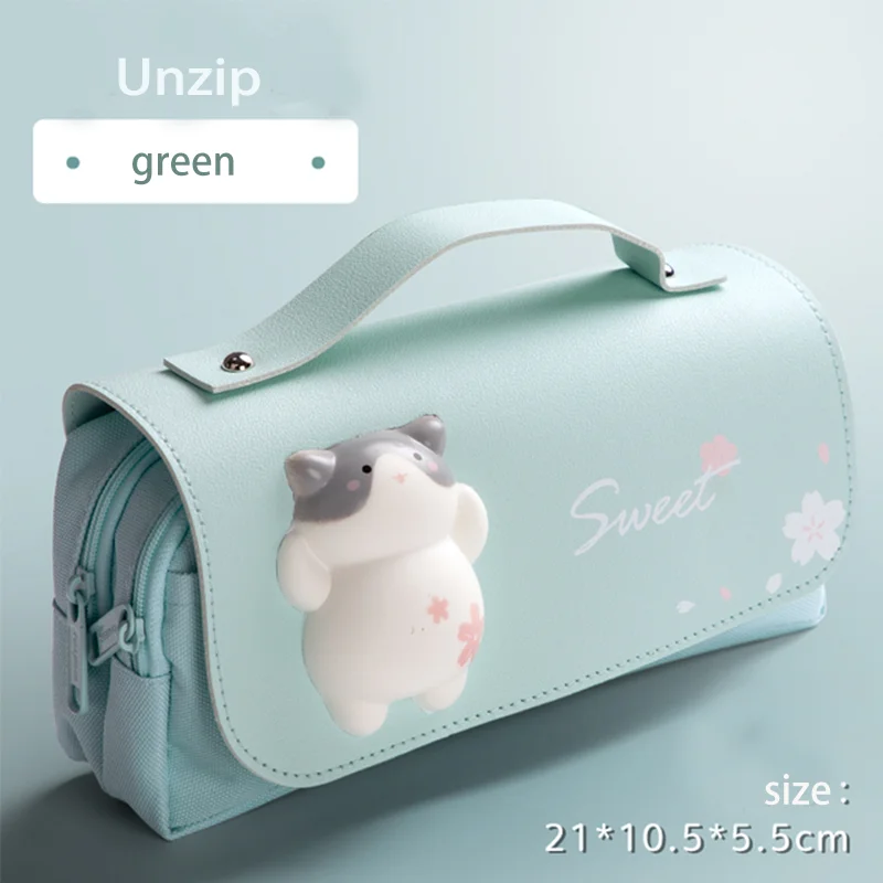 

Big Pencil Case Kawaii Canvas Three-layer School Supplies Pencil Bag Stationery Gift Back To School Pencil Case