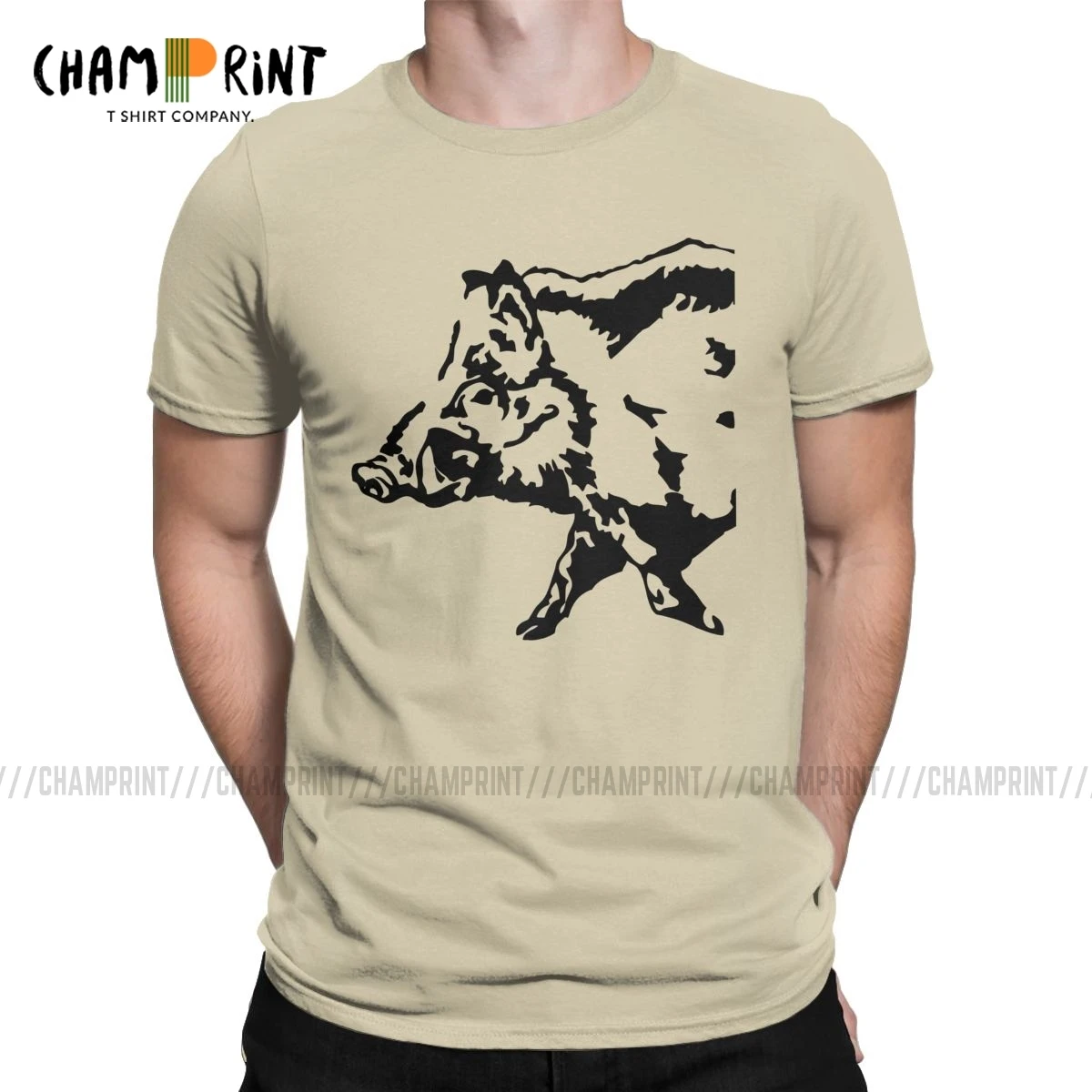 

Wild Boar Pig Animal T Shirts Men's 100% Cotton Vintage T-Shirts Crewneck Tees Short Sleeve Clothing 4XL 5XL
