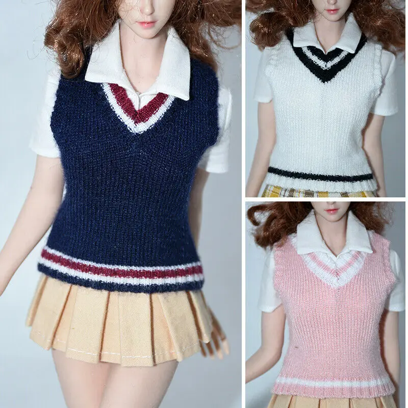 

1/6th Soldier College Style Vest Sweater Model for 12" Tbleague Phicen Female