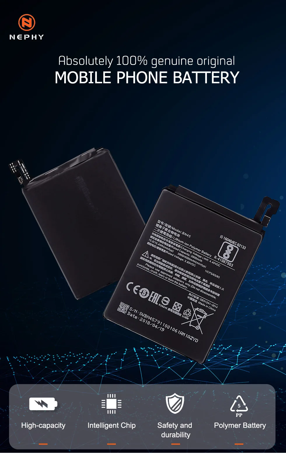 Nephy телефона Батарея BM45 BM46 BN41 BN43 BN45 для Xiaomi Redmi Note 2 3 Pro 4 4X5 Note2 Note3 Note4 Note5 Замена Бесплатные инструменты