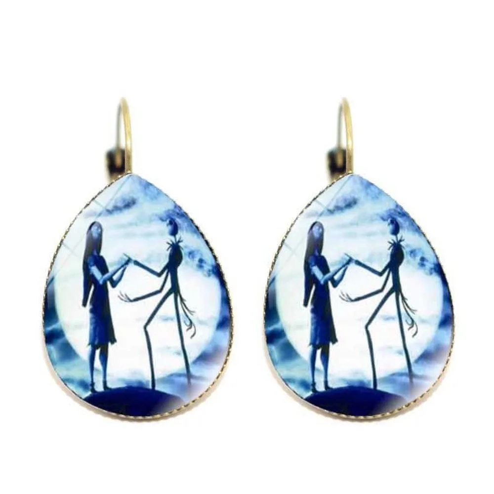 

A pair of Earrings New Accessories Christmas Horror Night Time Gems Creative French Pop Glass Water Drop Stud Earrings