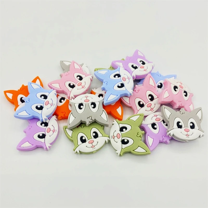 

5 Pcs/Pack BPA Free Cartoon Fox Baby Teethers DIY Silicone Beads Teething Toys Molar Soother Toys Baby Products Nursing Gift