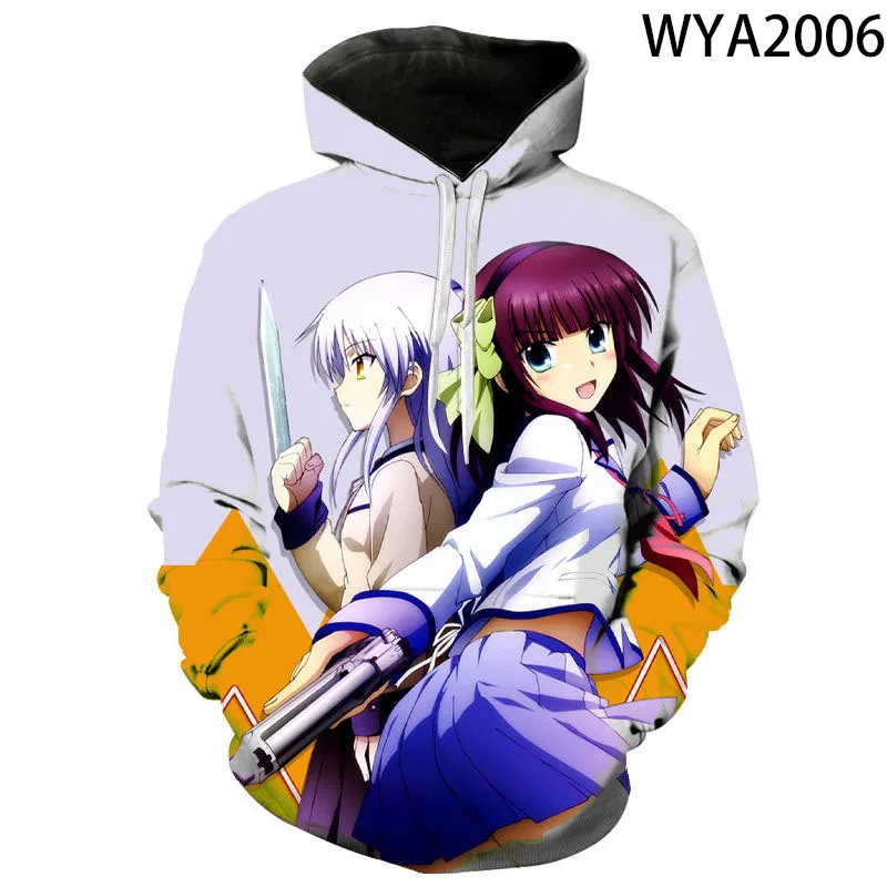 

New Fashion Animation Angel Beats Sweatshirts Men Women Children Hoodies 3D Printed Streetwear Pullover Boy Girl Kids Tops