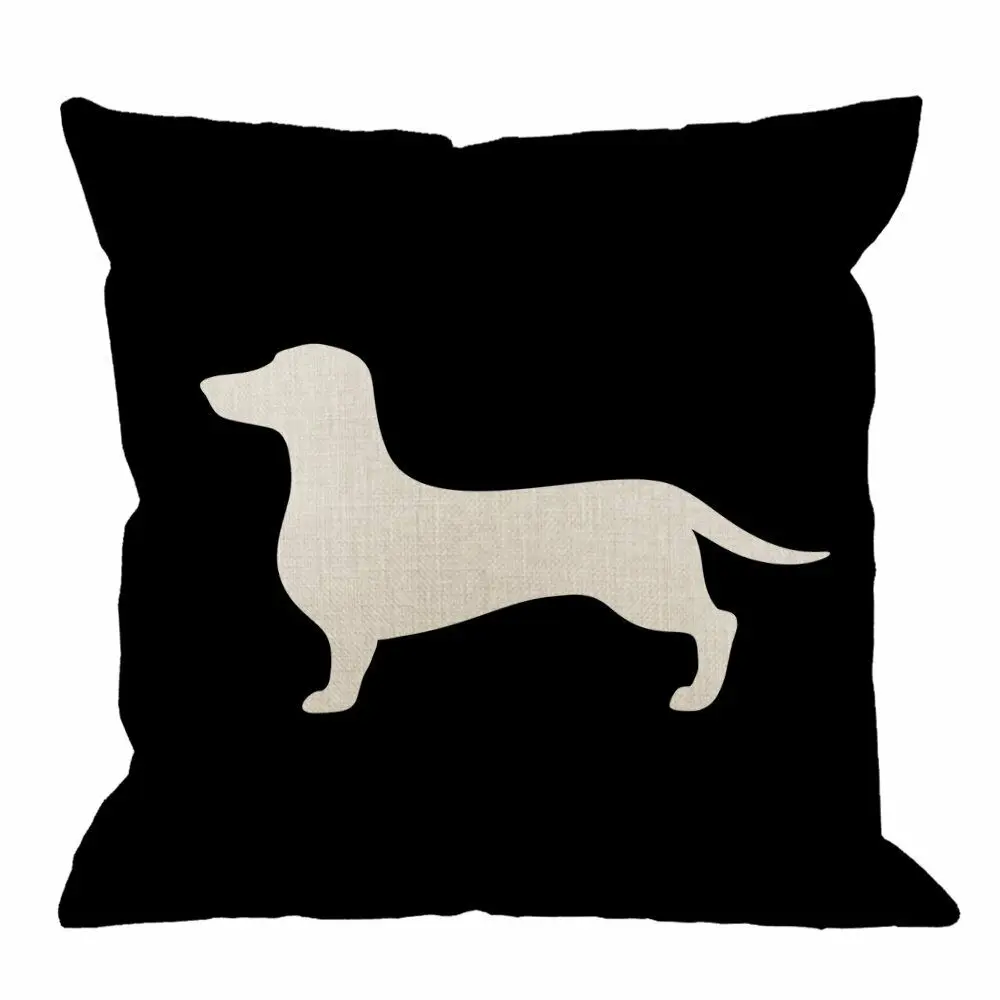 Собака с черным фоном хлопок лен открытый квадратный Стандартный Чехлы для