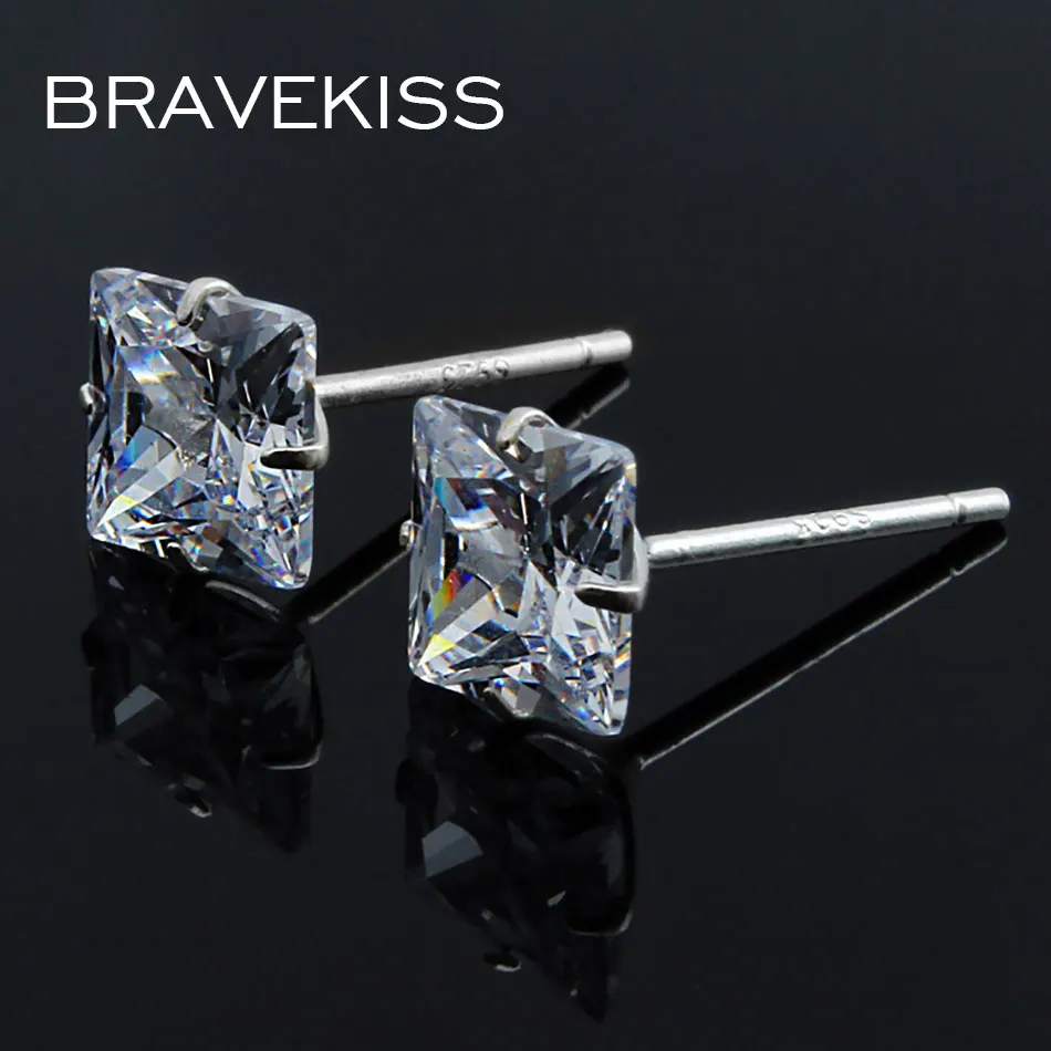 Женские серьги гвоздики из серебра 925 пробы с фианитом|Серьги-гвоздики| |