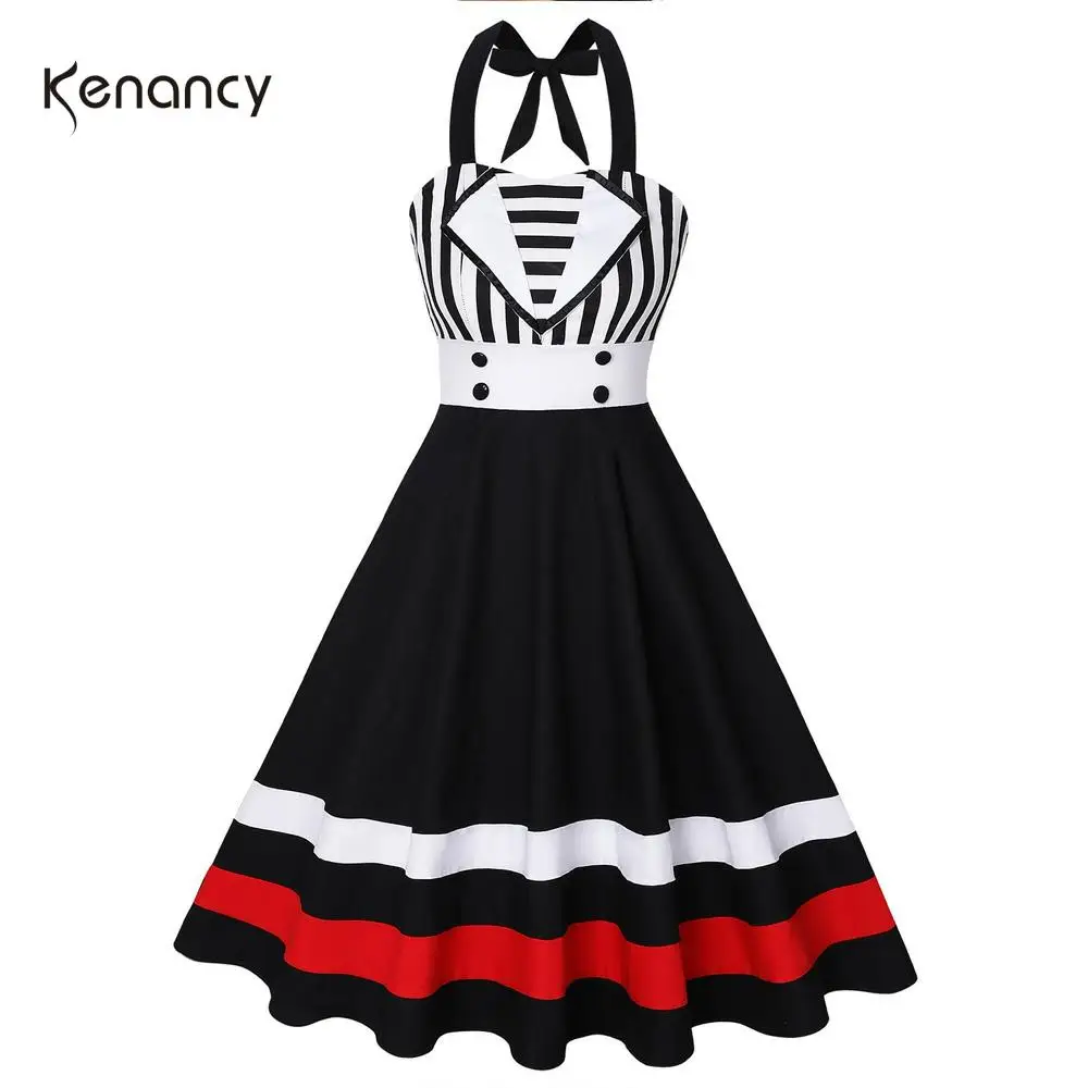 Женское платье в горошек Kenancy летнее винтажное Хлопковое стиле ретро 60s|Женские