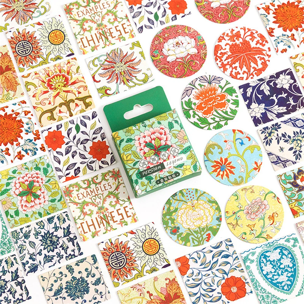 

46Pcs/box Vintage Flowers Series Stickers DIY Scrapbooking Diary Planner Decoration Sticker Album School Supplies Stationery