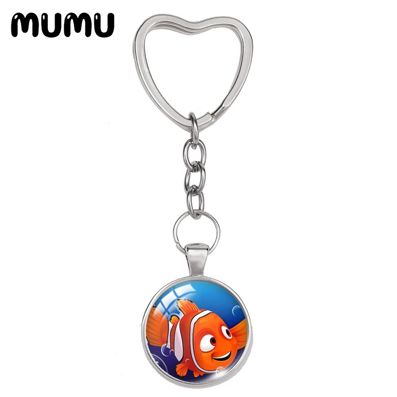 2021 New Finding Nemo Dory Heart Keyring Funny Keychain Glass Dome Cabochon Jewelry Gifts Children | Украшения и аксессуары