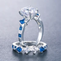 fashion ring size 6 10 women 2pcsset silver plated heart shape wedding white zircon